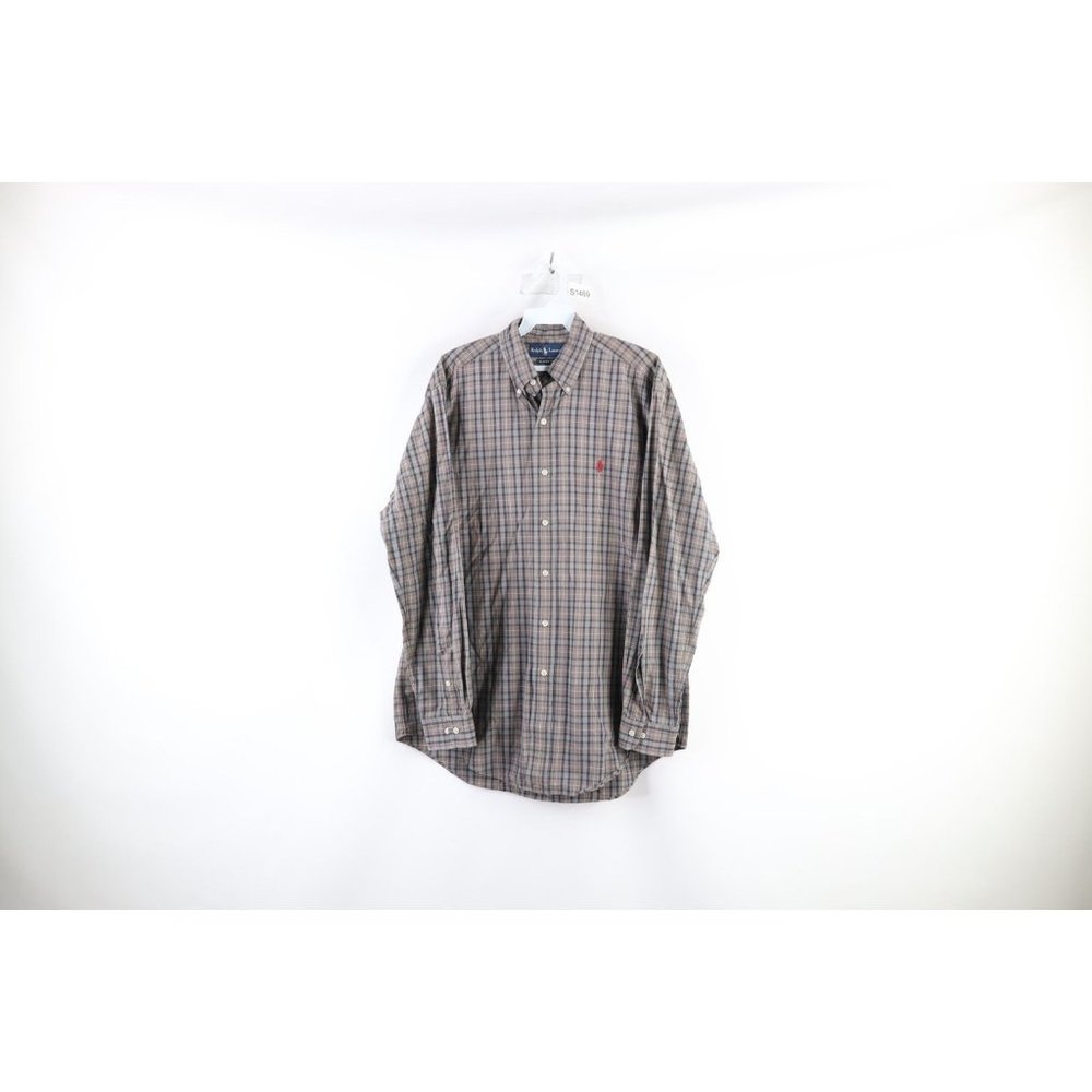 Vintage Ralph Lauren Mens Medium Faded Collared Long Sleeve Button Shirt Plaid - Picture 1 of 6